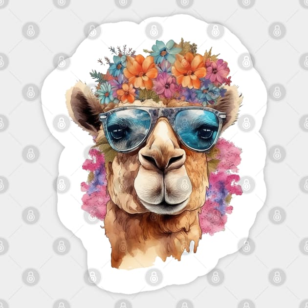 Watercolor Floral Camel Sticker by Chromatic Fusion Studio